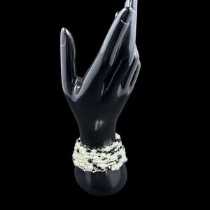 WHBM Silver Beaded Chain Bracelet Multi Strand Elegant Statement Minimalist Chic